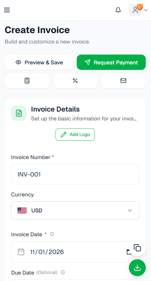 InvoiceBirds Mobile View 1